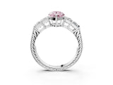 White gold Fancy Pink Pear Cut Solitaire Princess Side Stone Engraved Band Prong Setting Ring_15