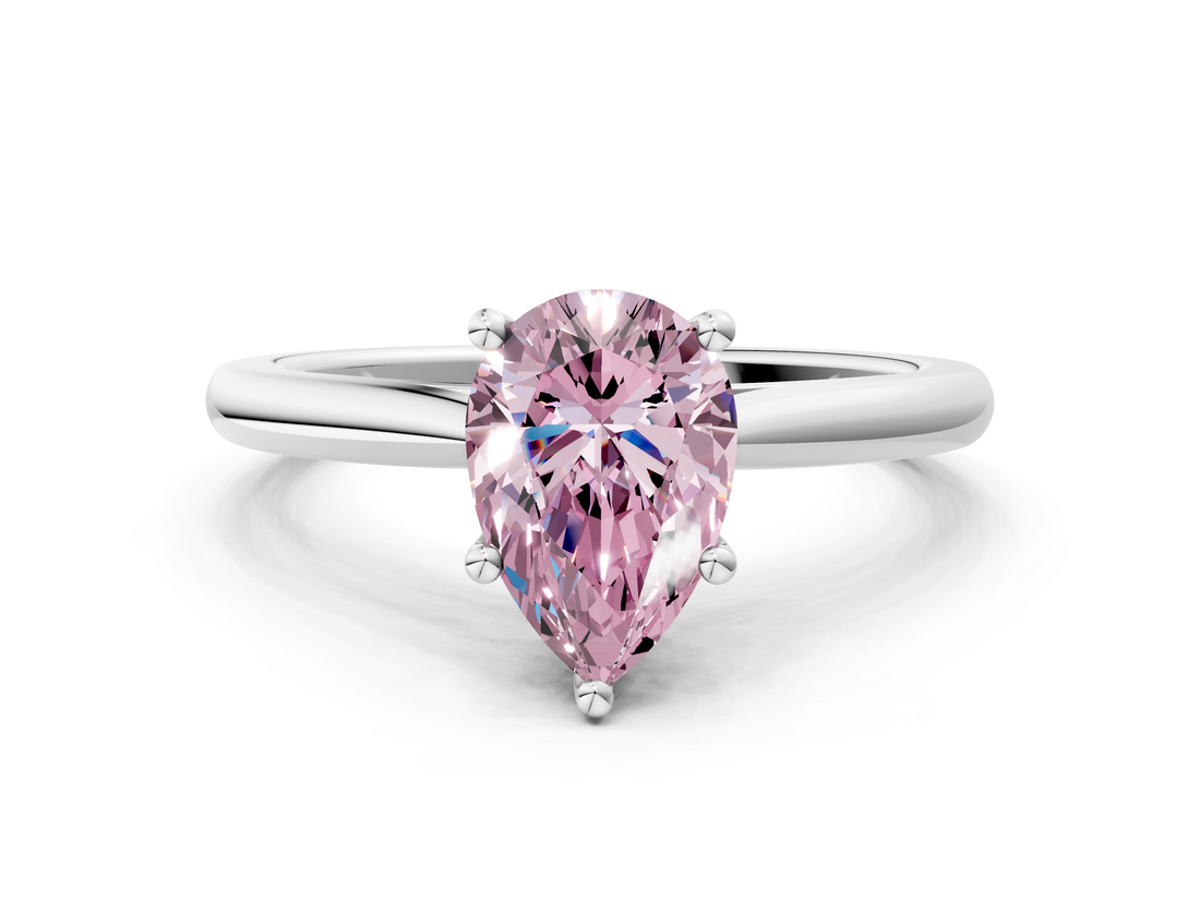 White gold Fancy Pink Pear  Cut Solitaire Ring with Cathedral Band and Four-Prong Setting_34