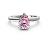 White gold Fancy Pink Pear  Cut Solitaire Ring with Four-Prong Setting and Classic Band_64