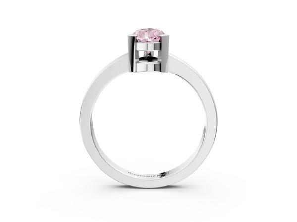 White gold Fancy Pink Pear  Cut Solitaire Ring with Four-Prong Setting and Classic Band