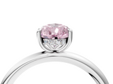 White gold Fancy Pink Pear  Cut Solitaire Ring with Thin Band and Four-Prong Setting_20