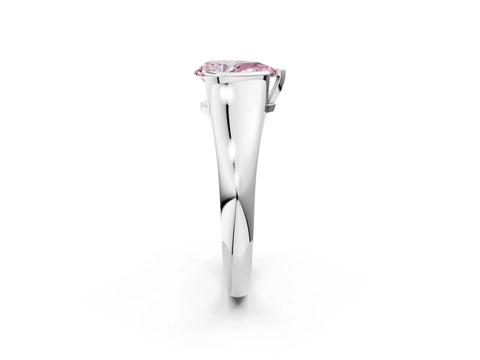 White gold Fancy Pink Pear Cut Solitaire Tension Set Diamond Ring with Split Shank Band_2