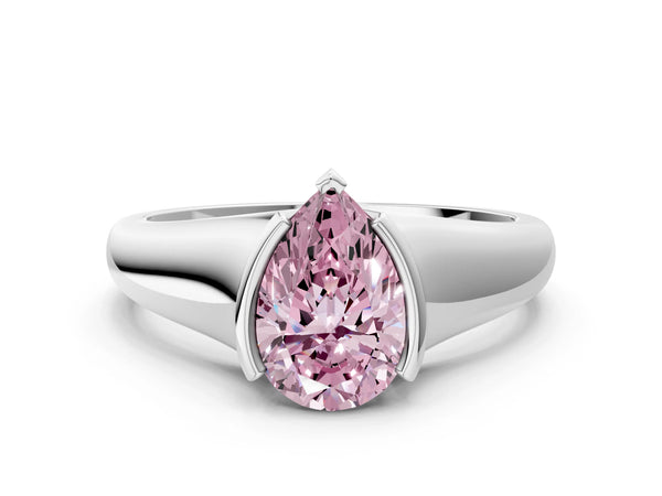 Platinum Pear-Shaped Tension Style Solitaire Engagement Ring Setting for Fancy Pink Center