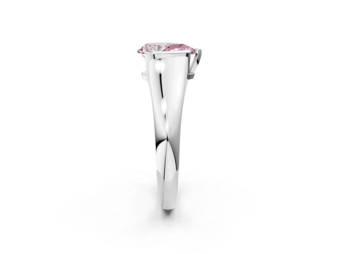 White gold Fancy Pink Pear Cut Solitaire Tension Set Diamond Ring with Split Shank Band_37