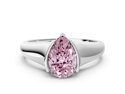 White gold Fancy Pink Pear Cut Solitaire Tension Set Diamond Ring with Split Shank Band_47