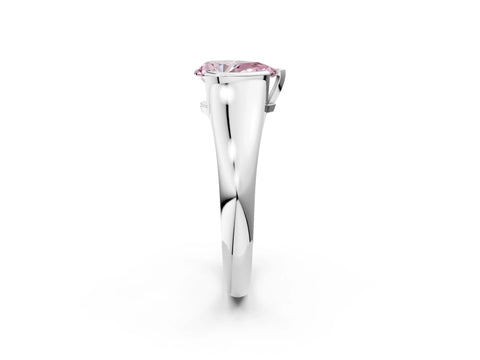 White gold Fancy Pink Pear Cut Solitaire Tension Set Diamond Ring with Split Shank Band_49
