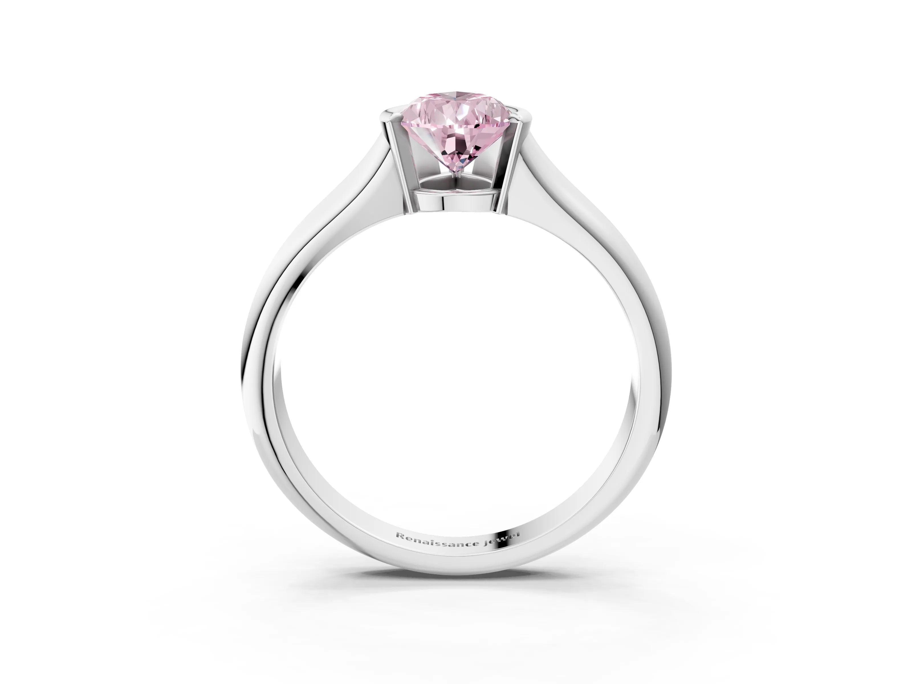 White gold Fancy Pink Pear Cut Solitaire Tension Set Diamond Ring with Split Shank Band_50
