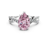 White gold Fancy Pink Pear Cut Solitaire Twist Pave Diamond Engagement Ring with Prong Setting