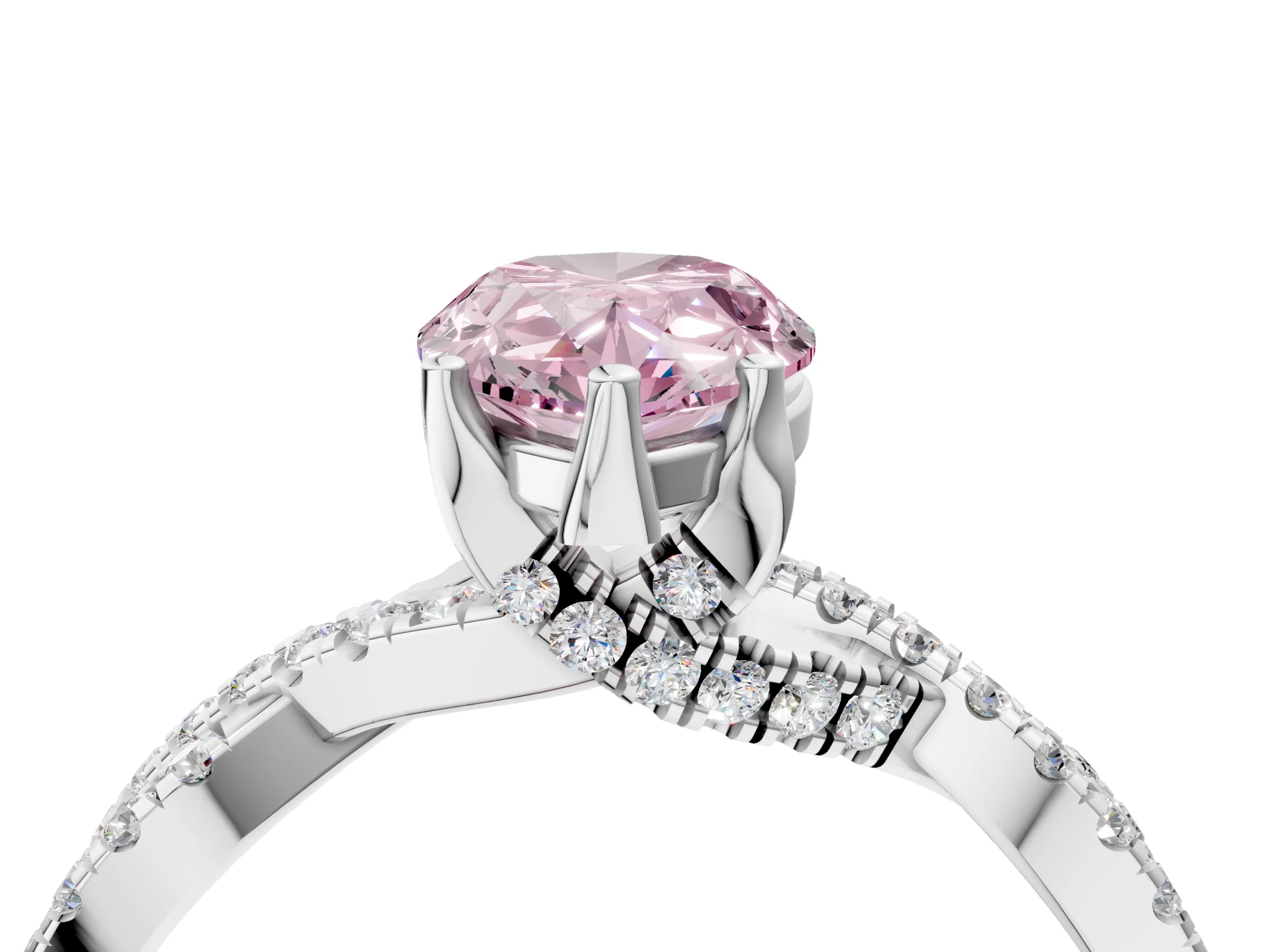 White gold Fancy Pink Pear Cut Solitaire Twist Pave Diamond Engagement Ring with Prong Setting_16