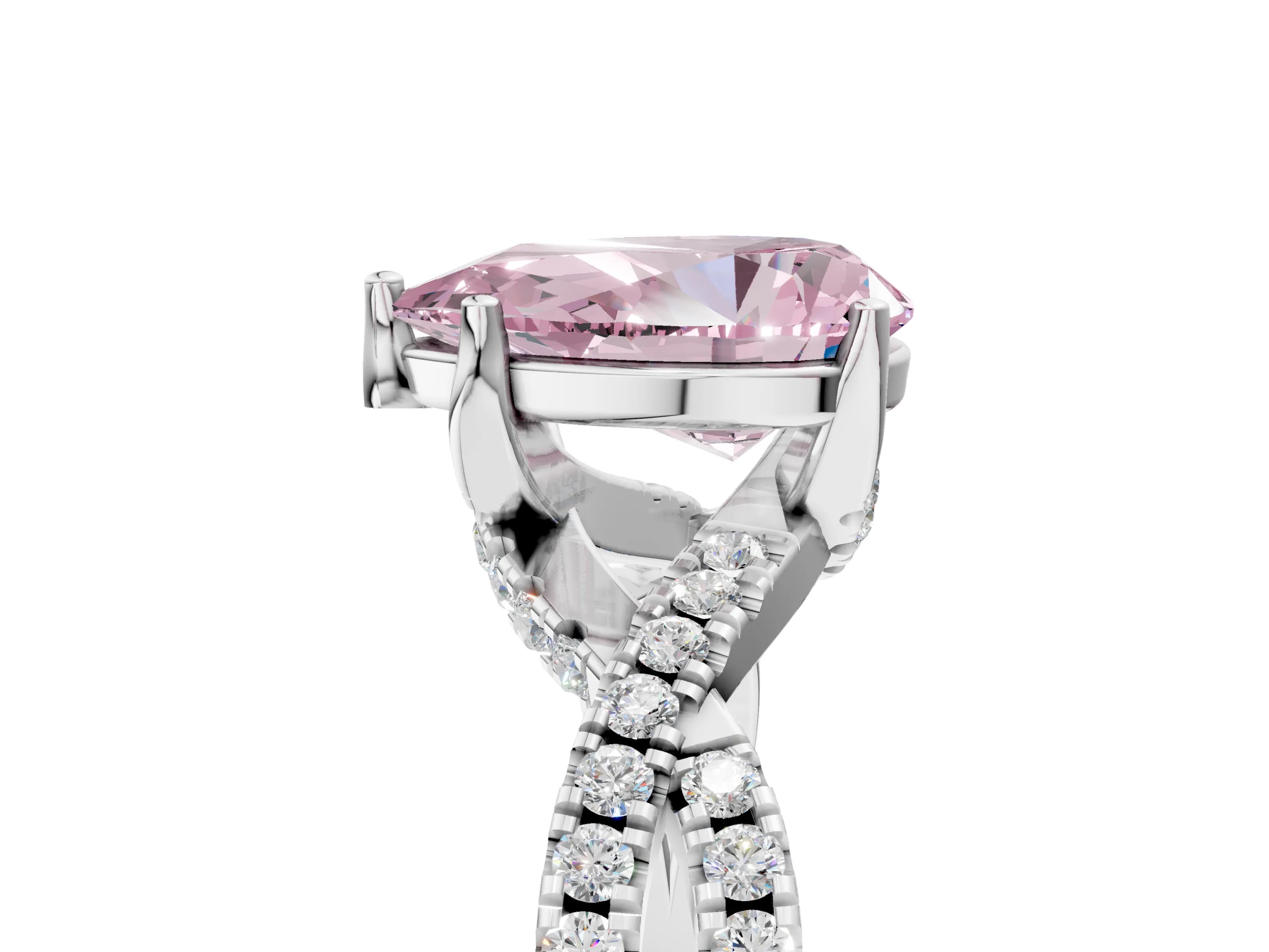 White gold Fancy Pink Pear Cut Solitaire Twist Pave Diamond Engagement Ring with Prong Setting_17