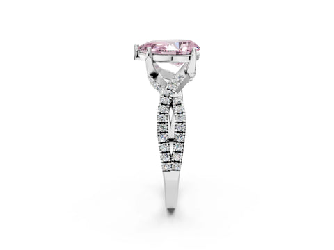 White gold Fancy Pink Pear Cut Solitaire Twist Pave Diamond Engagement Ring with Prong Setting_2