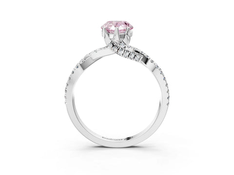 White gold Fancy Pink Pear Cut Solitaire Twist Pave Diamond Engagement Ring with Prong Setting_3