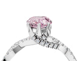 White gold Fancy Pink Pear Cut Solitaire Twist Pave Diamond Engagement Ring with Prong Setting_4