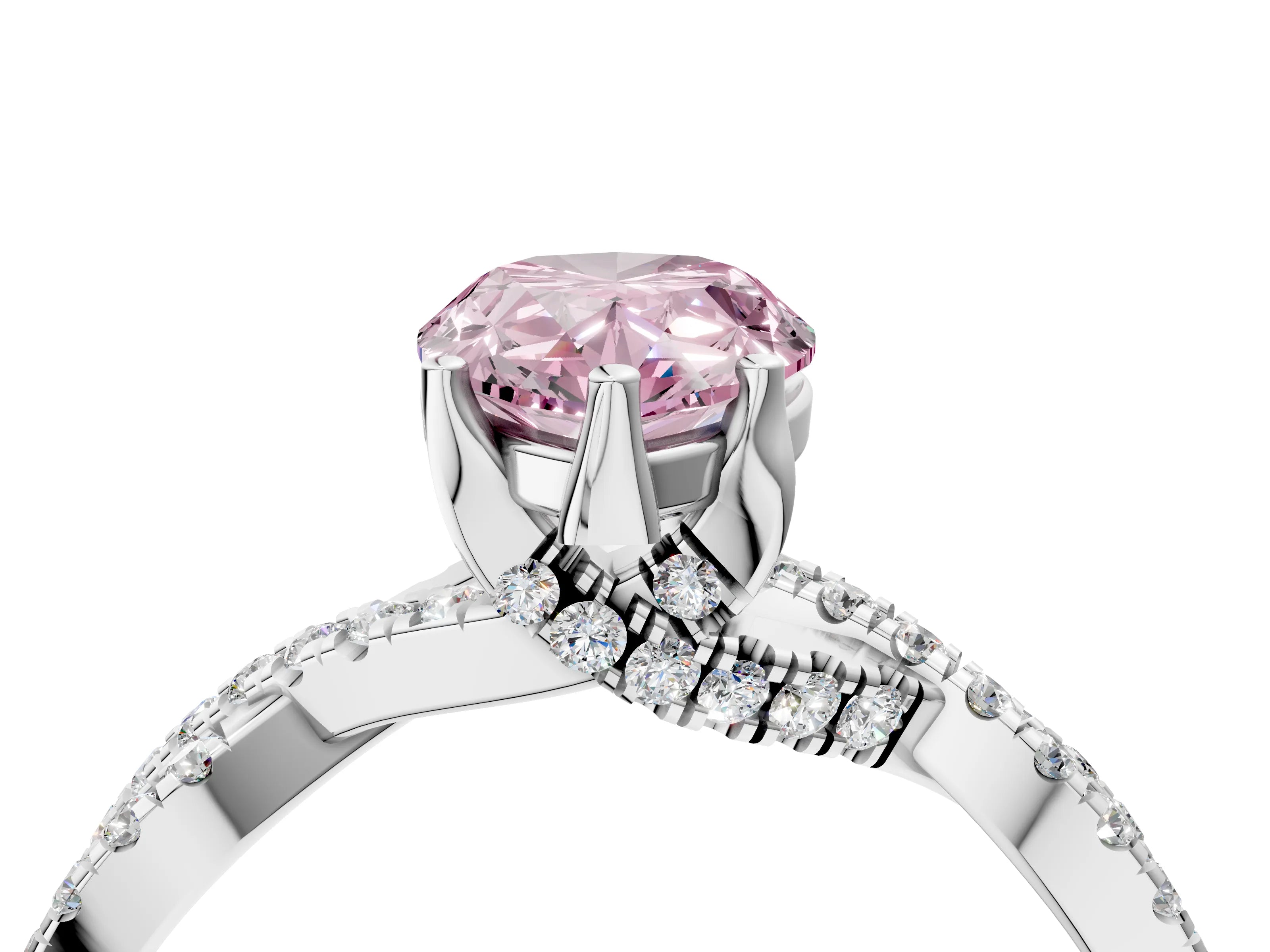 White gold Fancy Pink Pear Cut Solitaire Twist Pave Diamond Engagement Ring with Prong Setting_40