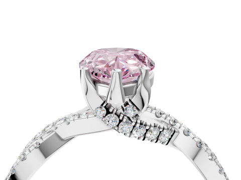 White gold Fancy Pink Pear Cut Solitaire Twist Pave Diamond Engagement Ring with Prong Setting_4