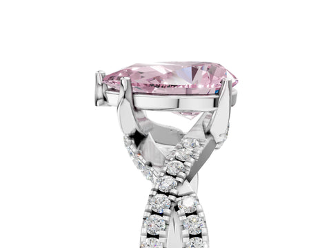 White gold Fancy Pink Pear Cut Solitaire Twist Pave Diamond Engagement Ring with Prong Setting_5