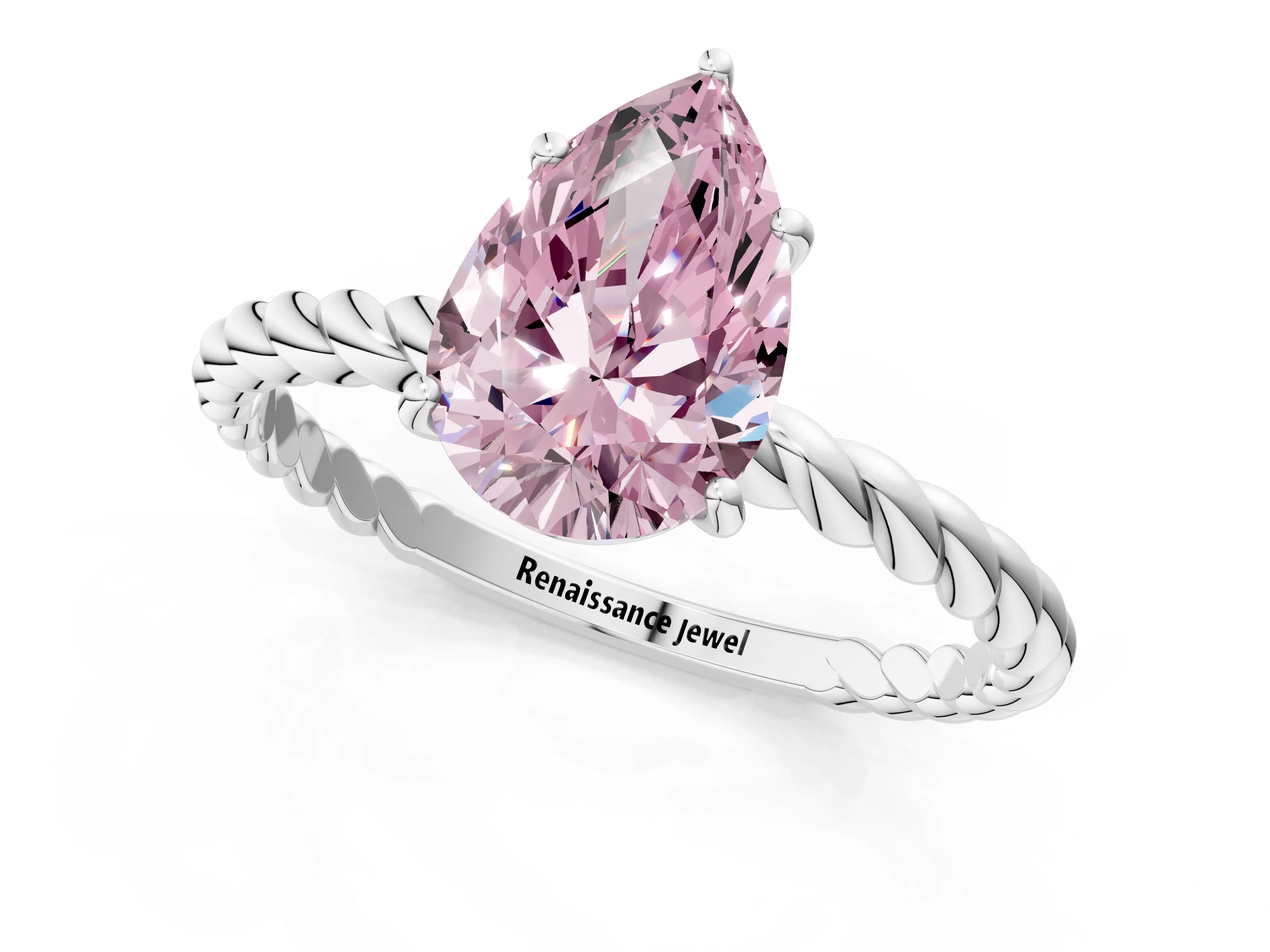 White gold Fancy Pink Pear Cut Solitaire Twisted Band 4-Prong Ring_25