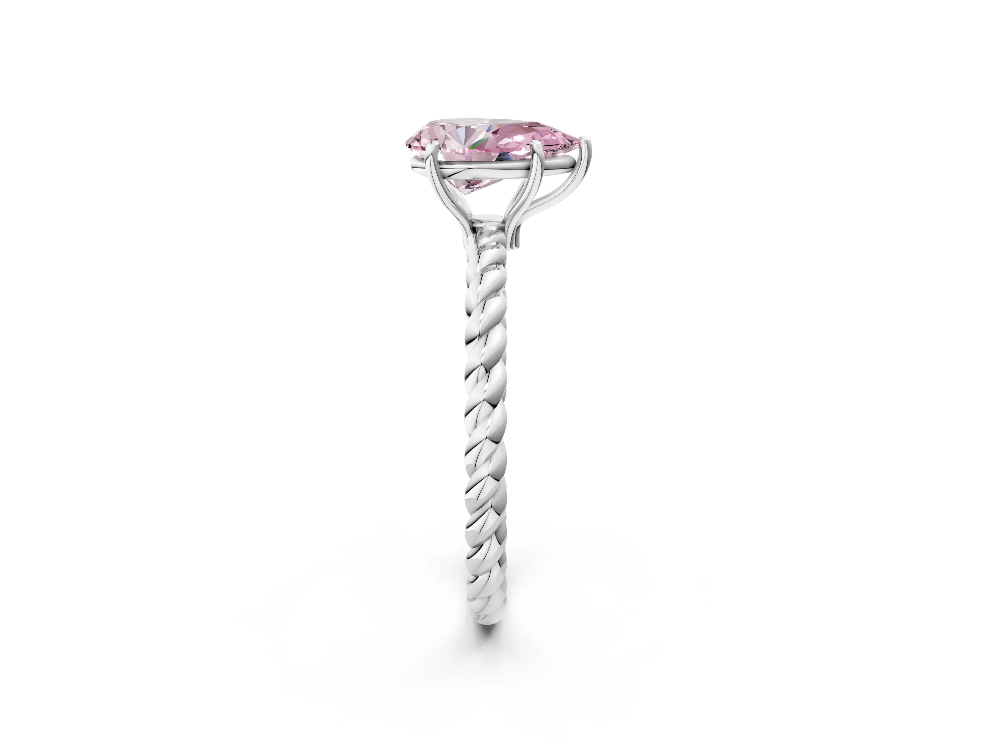 White gold Fancy Pink Pear Cut Solitaire Twisted Band 4-Prong Ring_26
