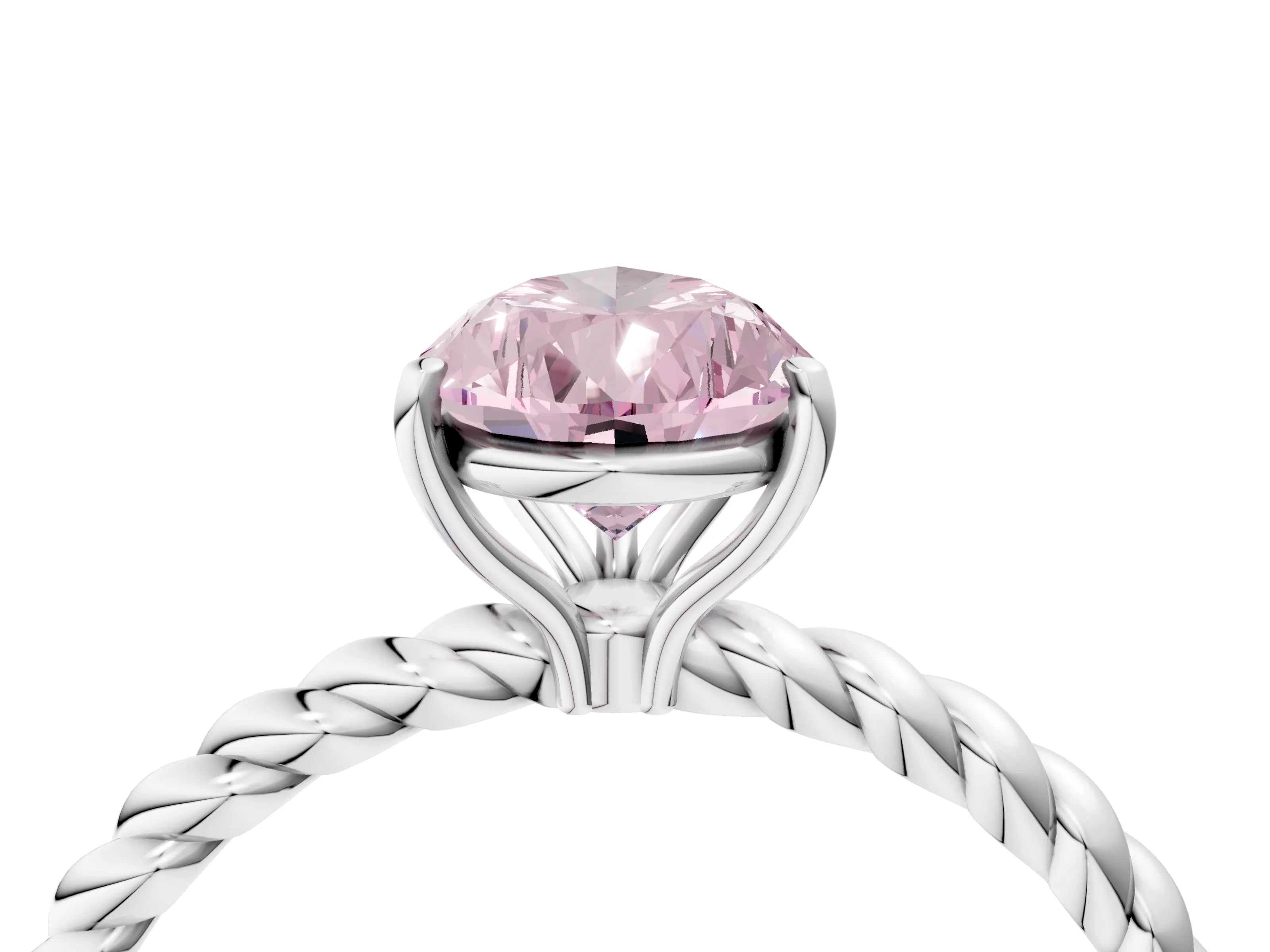 White gold Fancy Pink Pear Cut Solitaire Twisted Band 4-Prong Ring_28