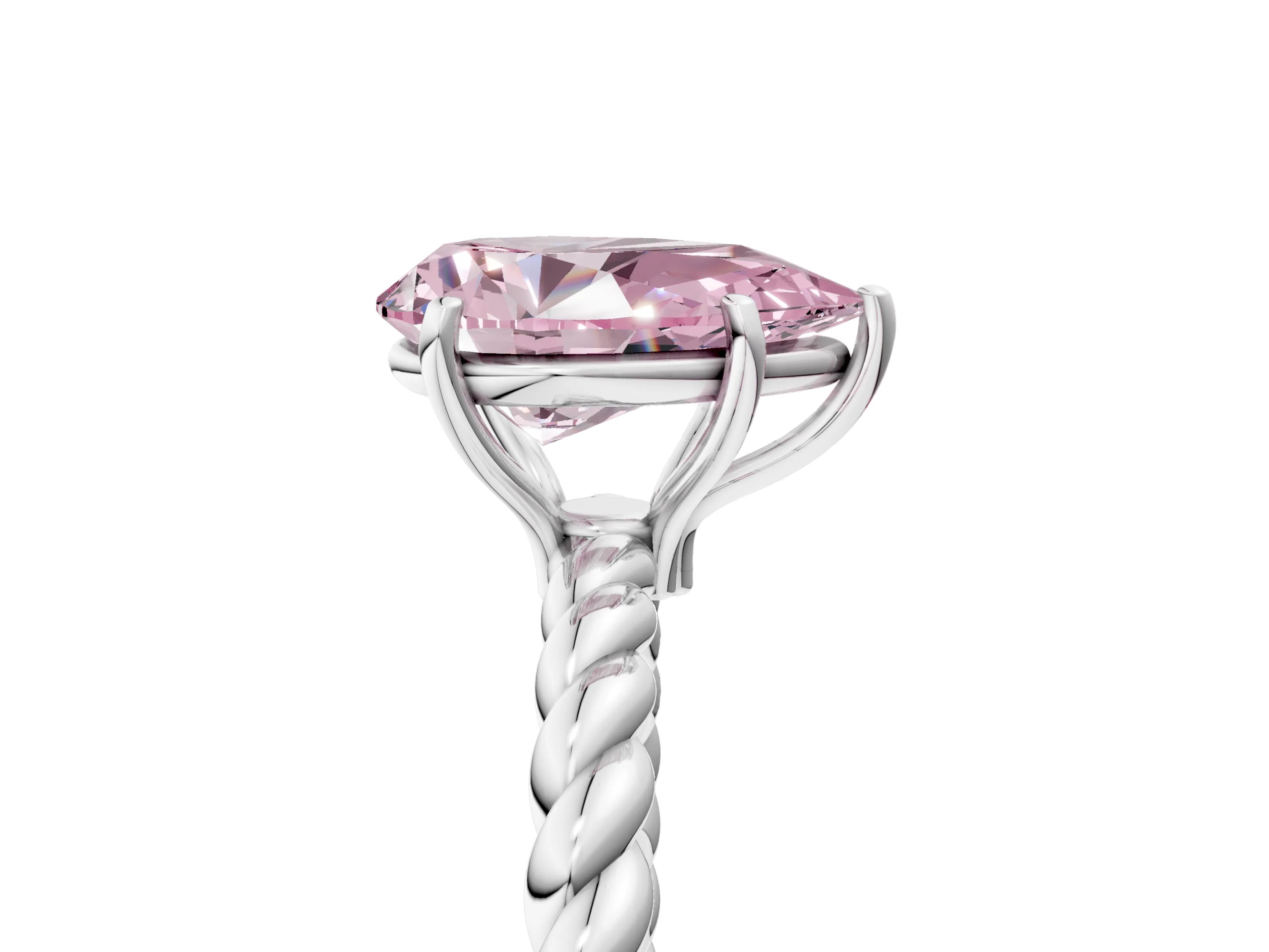 White gold Fancy Pink Pear Cut Solitaire Twisted Band 4-Prong Ring_29
