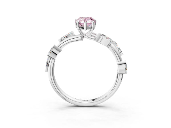 Sterling Silver Pear-Shaped Marquise Accent Twisted Engagement Ring Setting for Fancy Pink Center