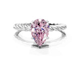 White gold Fancy Pink Pear  Cut Solitaire Twisted Band with Four-Prong Setting_94