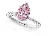White gold Fancy Pink Pear  Cut Solitaire Twisted Band with Four-Prong Setting_95