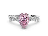 White gold Fancy Pink Pear Cut Solitaire Twisted Pave Band with Four-Prong Setting_15
