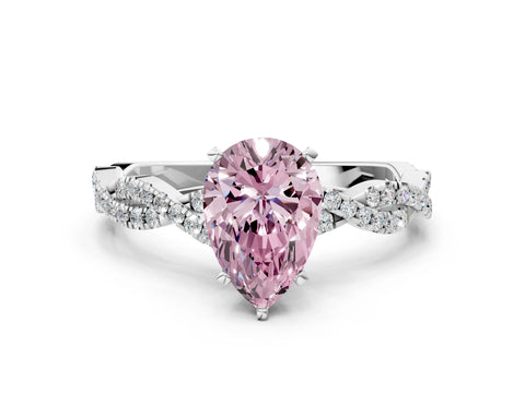 White gold Fancy Pink Pear Cut Solitaire Twisted Pave Band with Four-Prong Setting_15