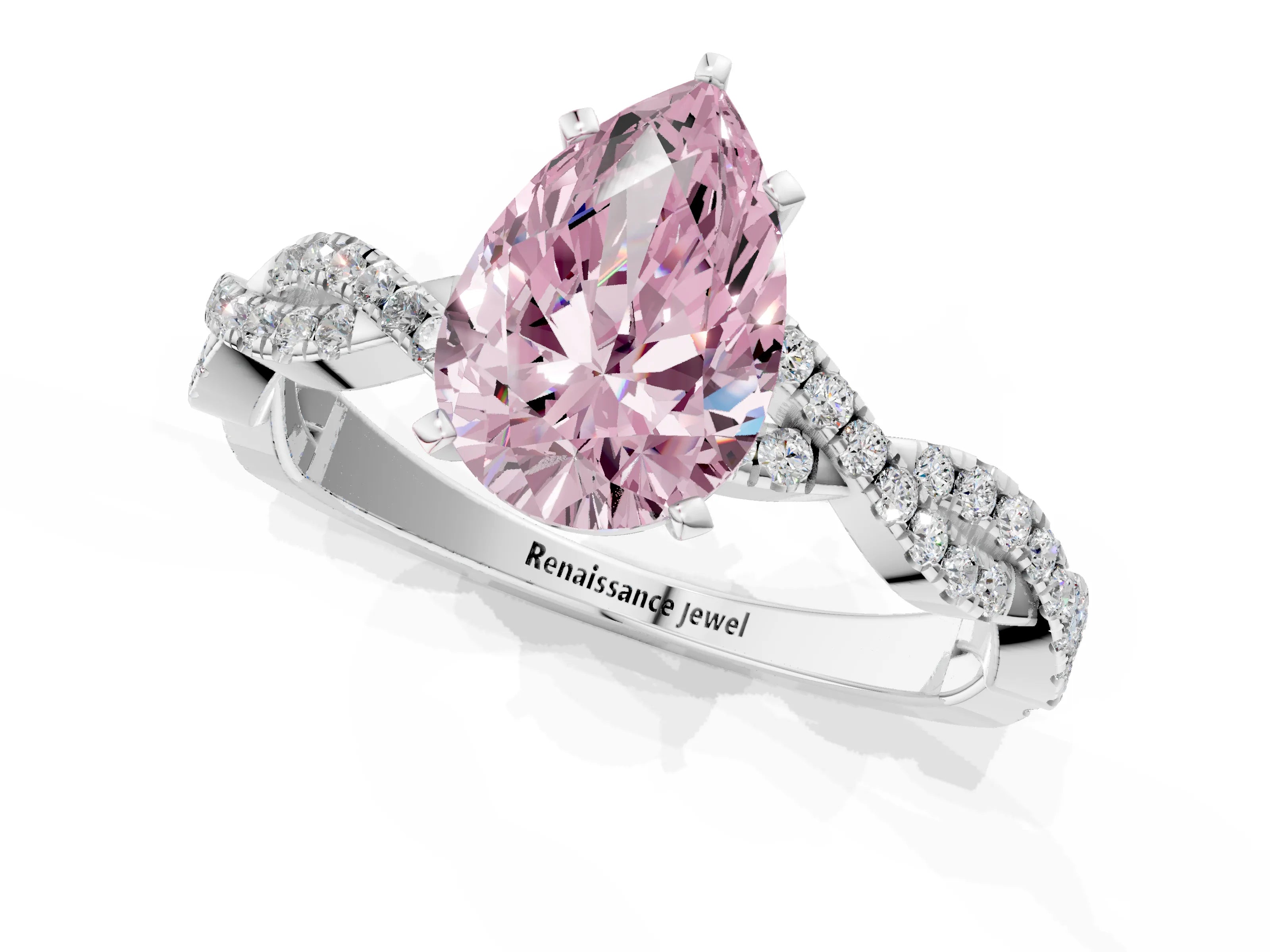 White gold Fancy Pink Pear Cut Solitaire Twisted Pave Band with Four-Prong Setting_16