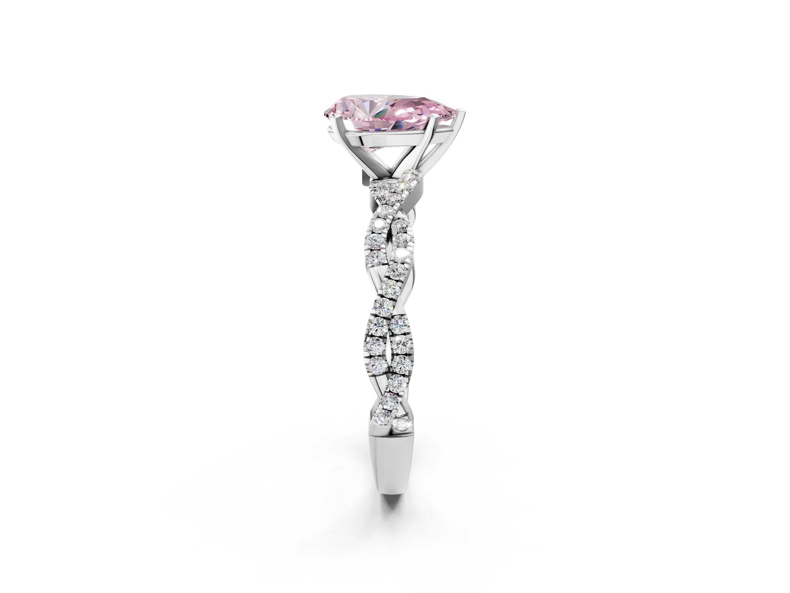 White gold Fancy Pink Pear Cut Solitaire Twisted Pave Band with Four-Prong Setting_17