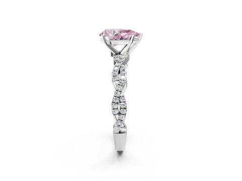 White gold Fancy Pink Pear Cut Solitaire Twisted Pave Band with Four-Prong Setting_17