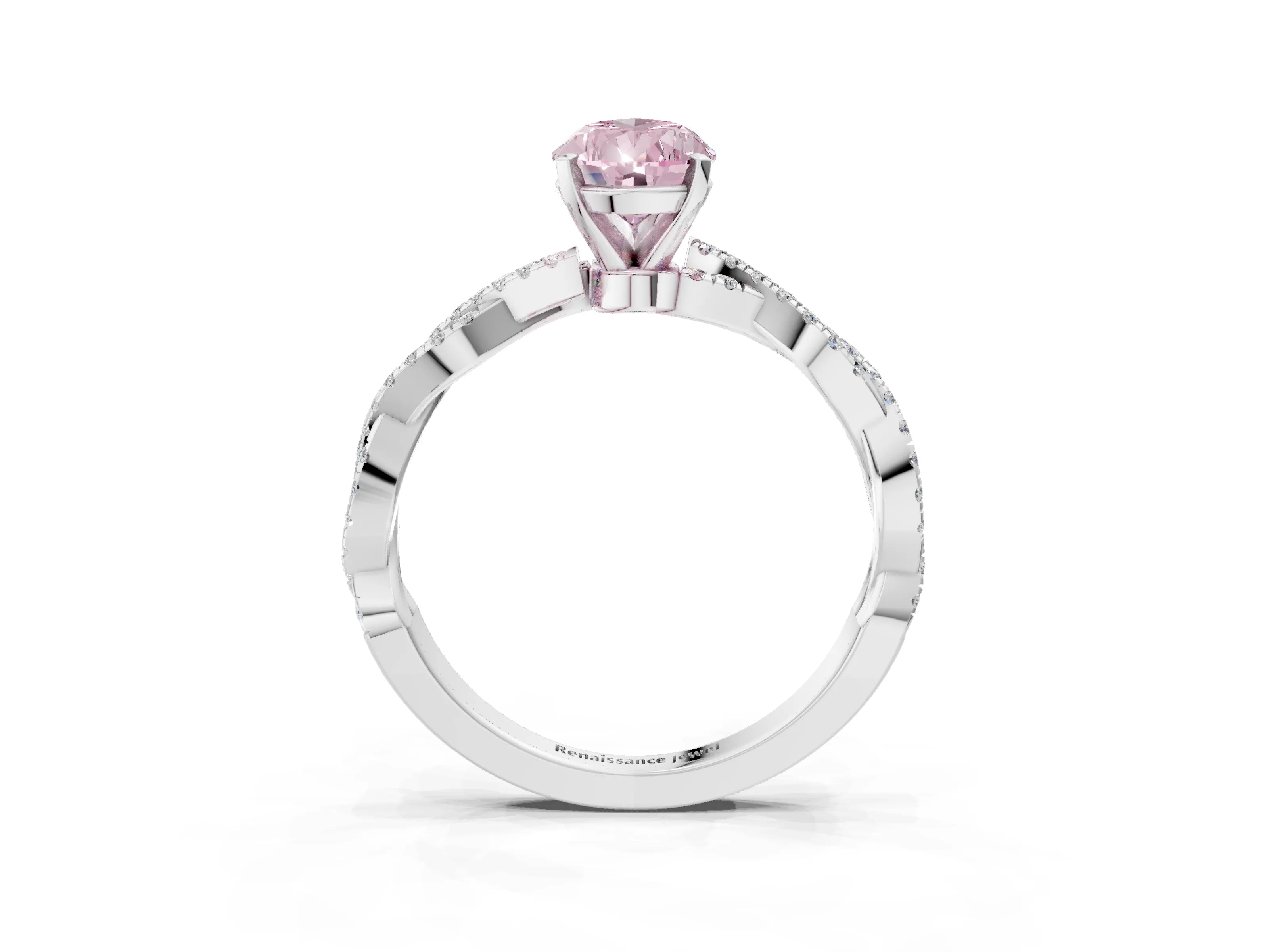 White gold Fancy Pink Pear Cut Solitaire Twisted Pave Band with Four-Prong Setting_18