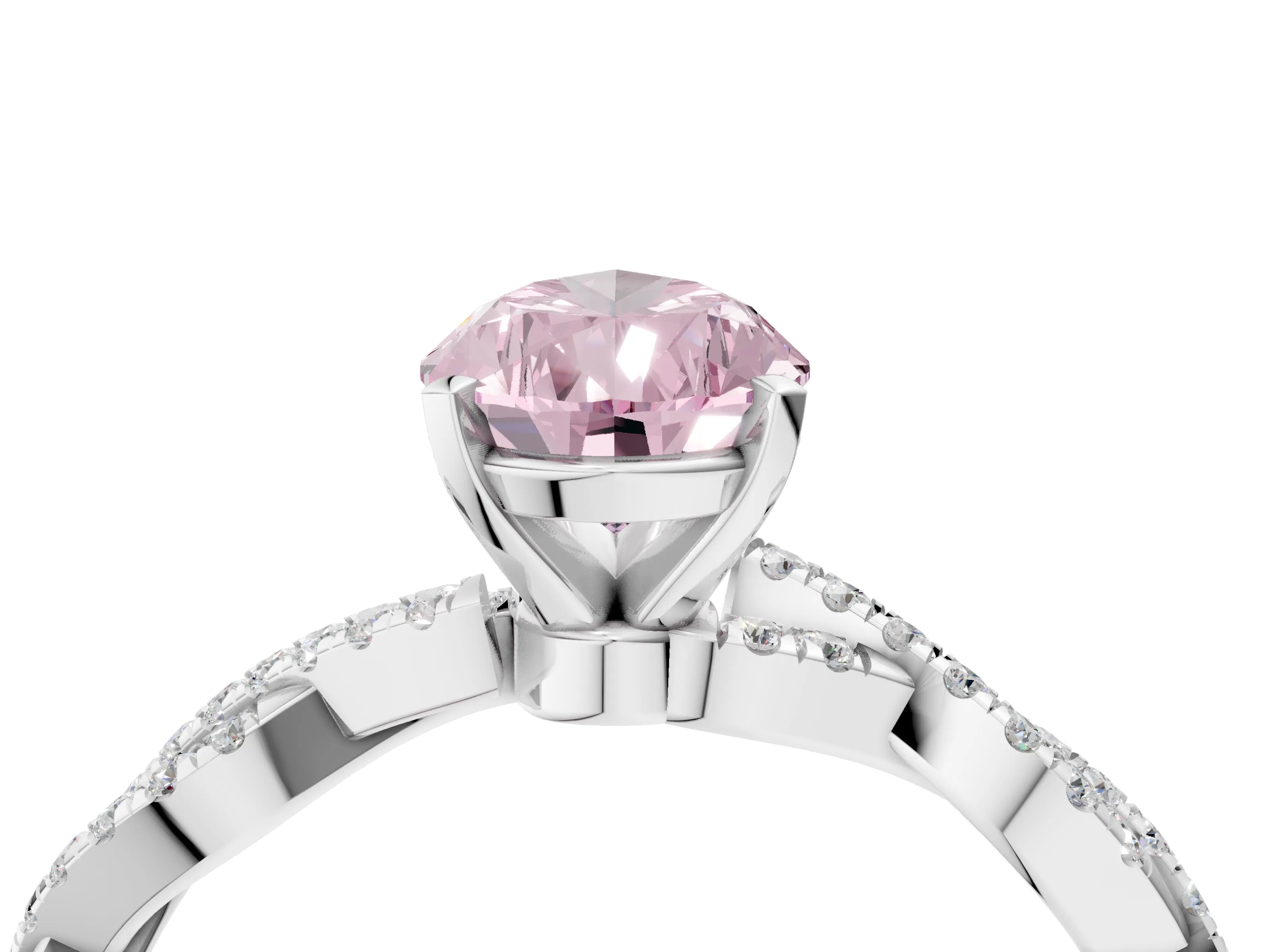 White gold Fancy Pink Pear Cut Solitaire Twisted Pave Band with Four-Prong Setting_19