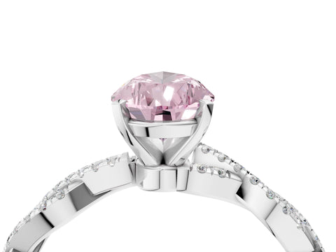 White gold Fancy Pink Pear Cut Solitaire Twisted Pave Band with Four-Prong Setting_19