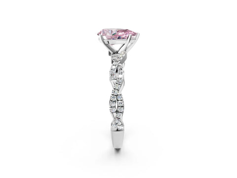 White gold Fancy Pink Pear Cut Solitaire Twisted Pave Band with Four-Prong Setting_5