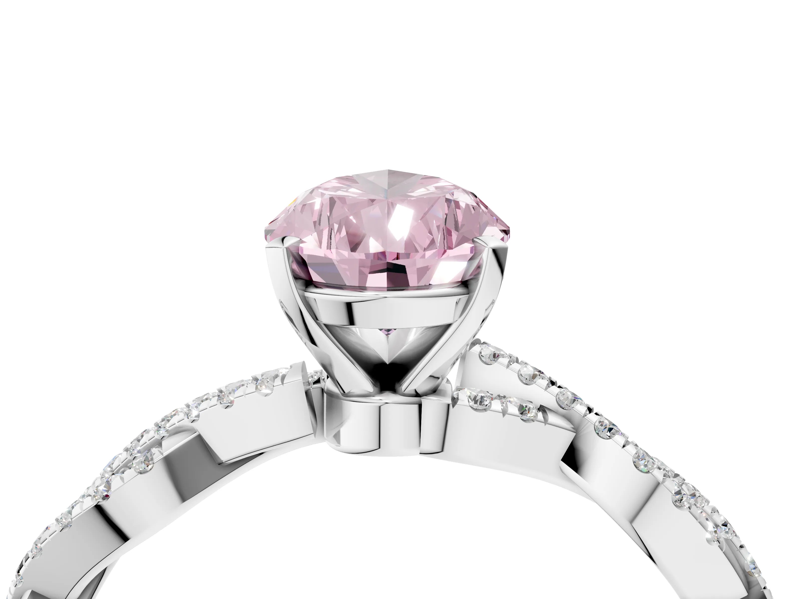White gold Fancy Pink Pear Cut Solitaire Twisted Pave Band with Four-Prong Setting_7
