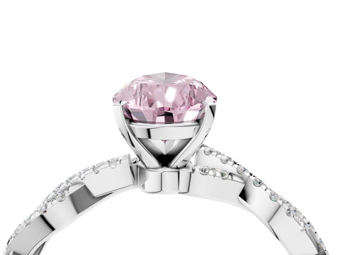 White gold Fancy Pink Pear Cut Solitaire Twisted Pave Band with Four-Prong Setting_7