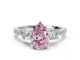 White gold Fancy Pink Pear  Cut Three-Stone Diamond Pavé Band with Prong Setting_17