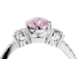 White gold Fancy Pink Pear  Cut Three-Stone Diamond Pavé Band with Prong Setting_21