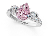 White gold Fancy Pink Pear  Cut Three-Stone Diamond Pave Band with Prong Setting_38