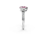 White gold Fancy Pink Pear Cut Three-Stone Diamond Ring with Pavé Band and Four-Prong Setting_14