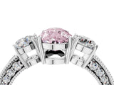White gold Fancy Pink Pear Cut Three-Stone Diamond Ring with Pavé Band and Four-Prong Setting_16