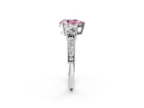 White gold Fancy Pink Pear Cut Three-Stone Diamond Ring with Pavé Band and Four-Prong Setting_2