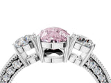White gold Fancy Pink Pear Cut Three-Stone Diamond Ring with Pavé Band and Four-Prong Setting_4