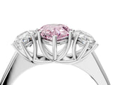 White gold Fancy Pink Pear Cut Three-Stone Diamond Ring with Prong Setting on a Classic Band_10
