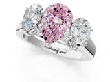 White gold Fancy Pink Pear Cut Three-Stone Diamond Ring with Prong Setting on a Classic Band_13