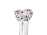 White gold Fancy Pink Pear Cut Three-Stone Diamond Ring with Prong Setting on a Classic Band_17