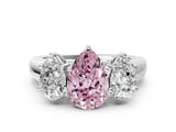 White gold Fancy Pink Pear Cut Three-Stone Diamond Ring with Prong Setting on a Classic Band_6