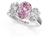 White gold Fancy Pink Pear Cut Three-Stone Diamond Ring with Prong Setting on a Classic Band_7